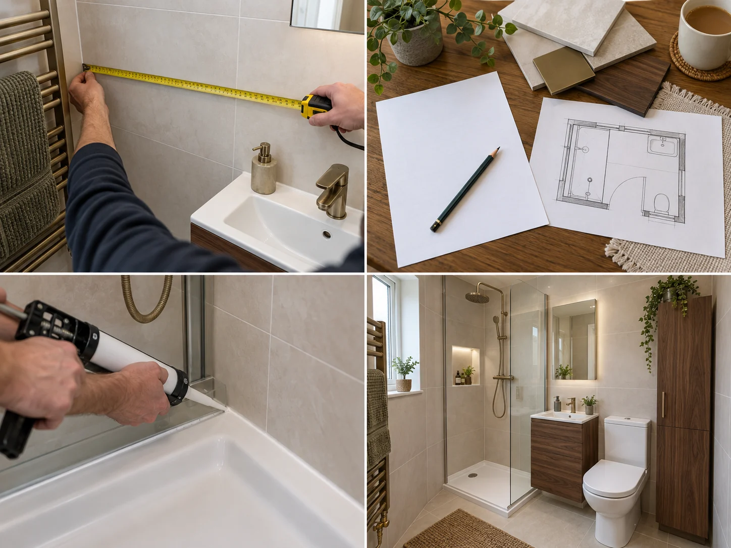 Compact modern shower room with vanity storage